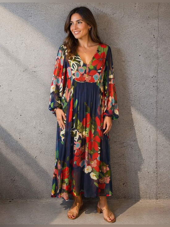 Anthropologie Dresses & Skirts - Farm Rio x Anthropologie Floral V-Neck Maxi Dress Size L